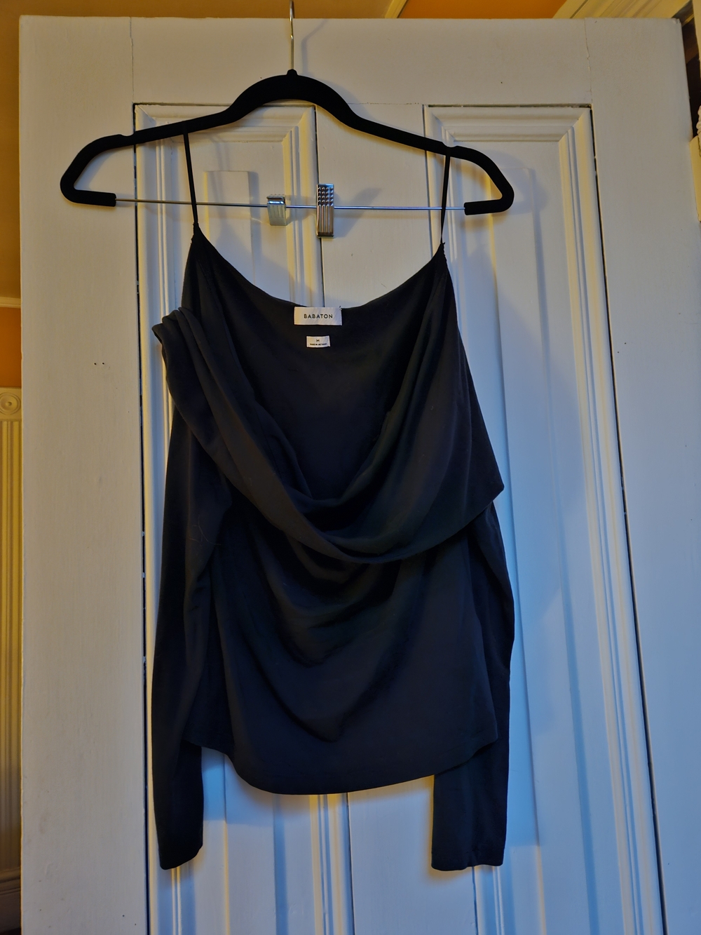 Babaton Black Draped Cowl Neck Camisole